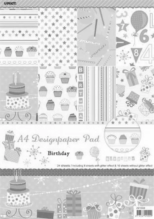 Hlavný obrázok produktu Vzorovaný karton Scrapbooking, A4, narozeninový motiv