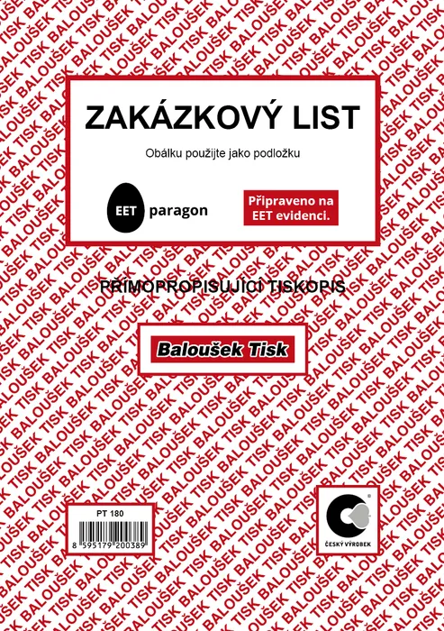 Hlavný obrázok produktu Zakázkový list A5 - EET PT180