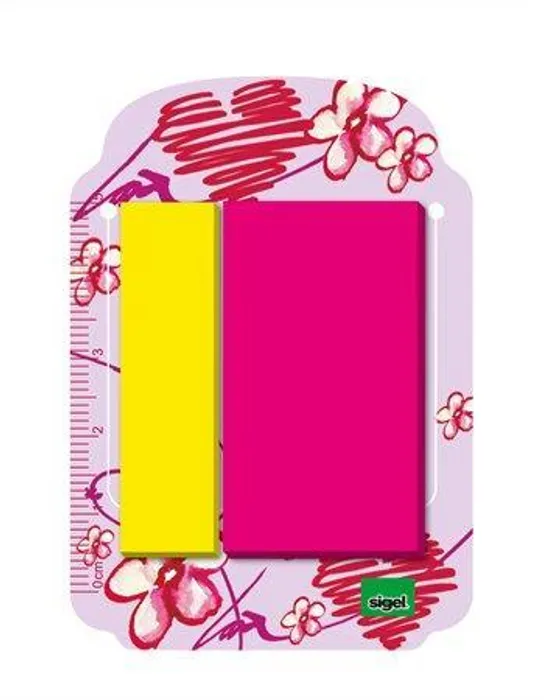 Hlavný obrázok produktu Záložky, 25 lístků, 12x45 mm, SIGEL, "Hearts", žluto-růžové