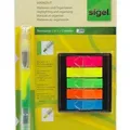 Ďalší obrázok produktu Záložky, mix farieb, fólie, 5 x 40 ks, + zvýrazňovač, SIGEL
