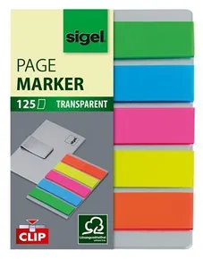 Záložky s klipom 5x25 lístkov, 12x50 mm SIGEL Brillant, mix farieb