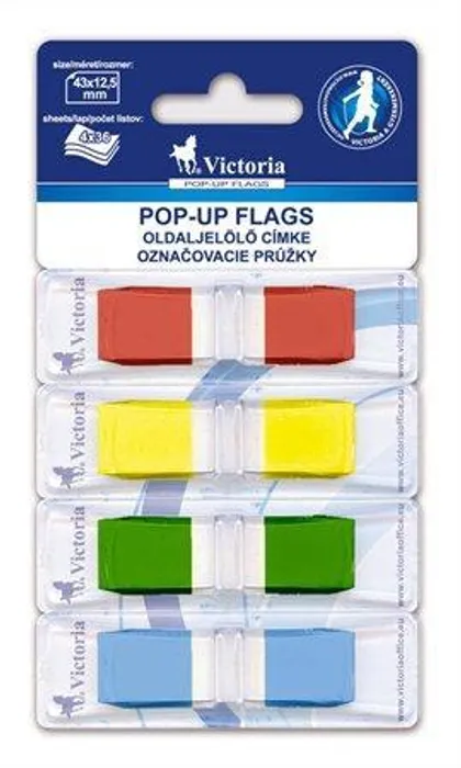 Hlavný obrázok produktu Záložky se zásobníkem, 4x36 lístků, 43x12,5 mm, VICTORIA, mix barev