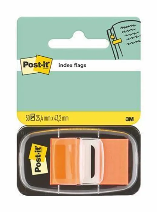 Hlavný obrázok produktu Záložky se zásobníkem, 50 lístků, 25x43 mm, oranžová, 3M POSTIT