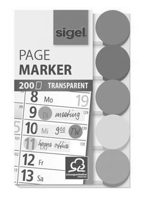 Hlavný obrázok produktu Záložky, transparentní s kolečkem, mix barev, 5x40 útržků, 50x12 mm, SIGEL