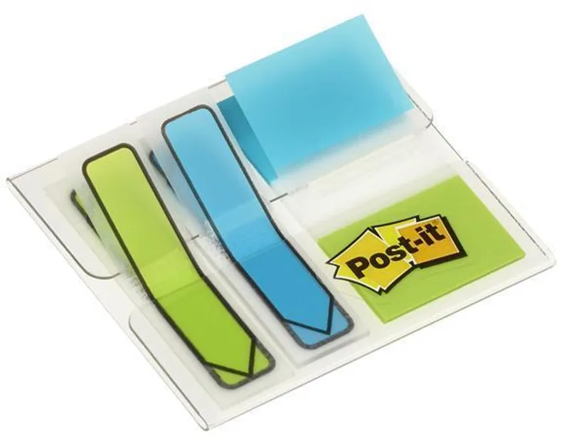 Hlavný obrázok produktu Záložky, zelená a modrá, 3x16 listů, 25x43 mm a 12x43 mm, 3M POSTIT
