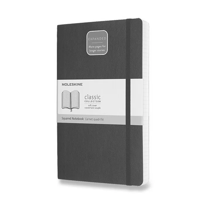 Hlavný obrázok produktu Zápisník Moleskine Expanded - měkké desky L, čtverečkovaný, černý