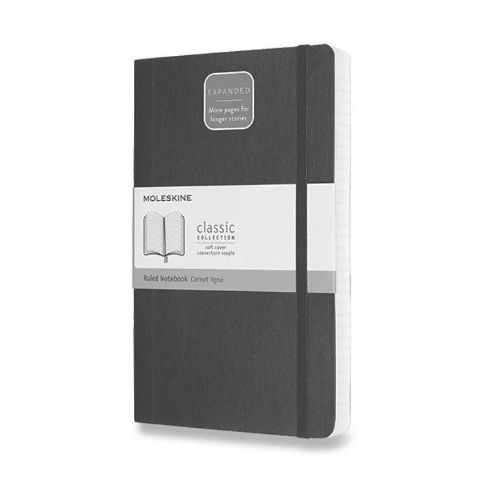 Hlavný obrázok produktu Zápisník Moleskine Expanded - měkké desky L, linkovaný, černý