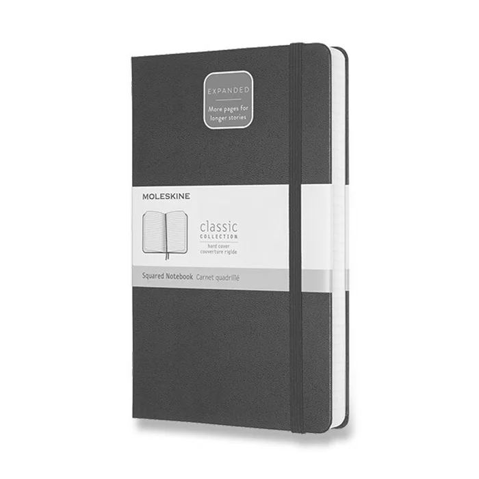 Hlavný obrázok produktu Zápisník Moleskine Expanded - tvrdé desky L, čtverečkovaný, černý