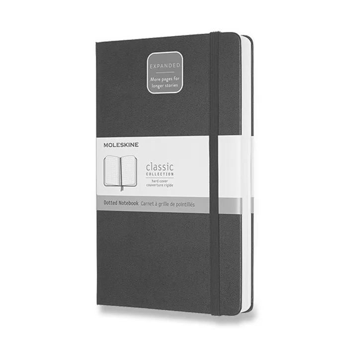 Hlavný obrázok produktu Zápisník Moleskine Expanded - tvrdé desky L, tečkovaný, černý
