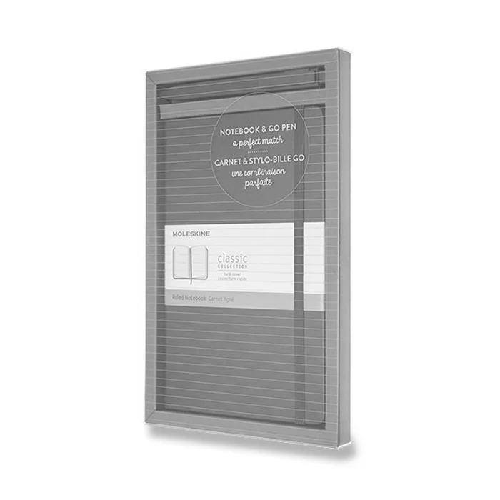 Hlavný obrázok produktu Zápisník Moleskine - tvrdé desky L, dárková sada s kuličkovou tužkou Go Pen, červená
