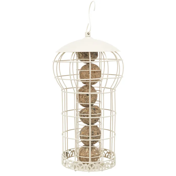 Hlavný obrázok produktu Zásobník na 6ks lojových koulí, s ochrannou mříží, o 17 × 30 cm, lakovaný kov, krémová - D