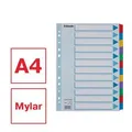 Ďalší obrázok produktu Zosilnené kartónové rozlišovače Esselte Mylar, A4, Mix farieb