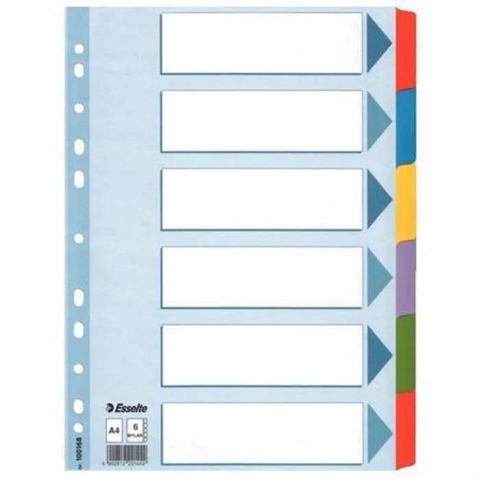 Hlavný obrázok produktu Zesílené kartonové rozlišovače Esselte Mylar, A4, Mix barev
