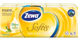 Zewa Softis Soft & Sensitive 4-vrstvové papierové vreckovky, 10× 9 ks
