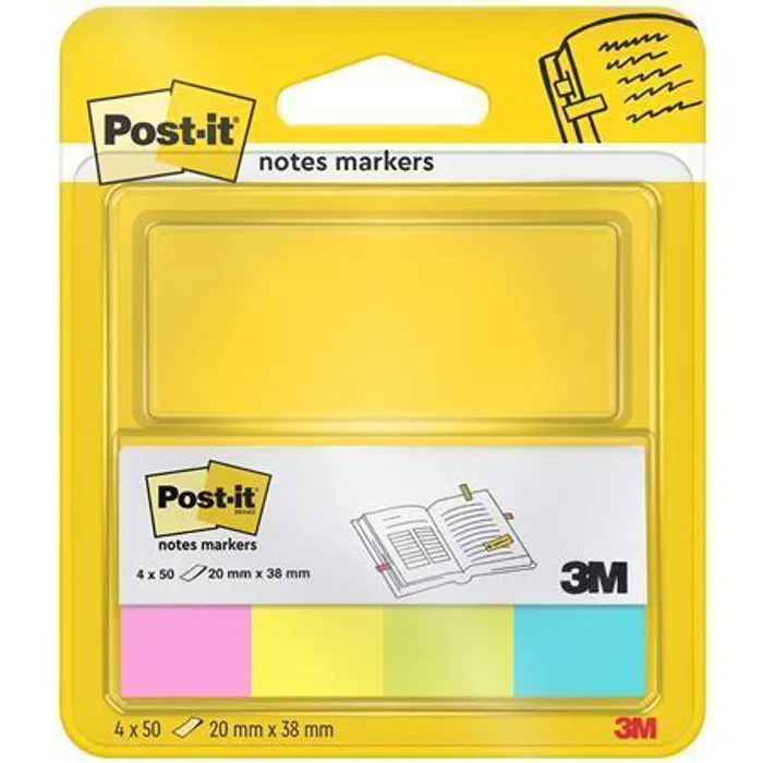 Hlavný obrázok produktu Značkovací proužky, 4x50 lístků, 20x38 mm, 3M POSTIT, mix neonových barev