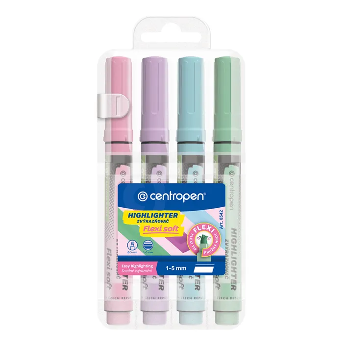 Hlavný obrázok produktu Zvýrazňovač 8542 Flexi pastelová sada 4 barvy