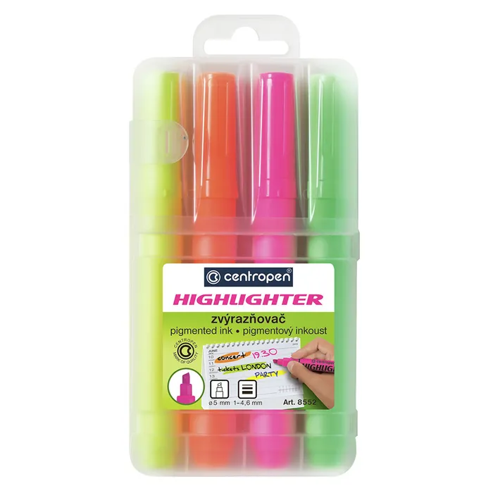 Hlavný obrázok produktu Zvýrazňovač CENTROPEN 8552 1-4,6 mm sada 4 barev