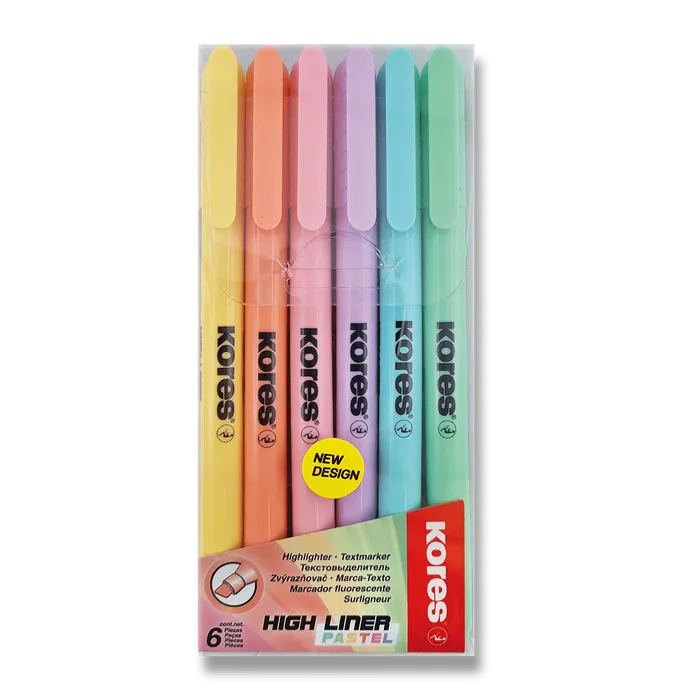 Hlavný obrázok produktu Zvýrazňovač Kores High Liner Pastel sada 6 barev
