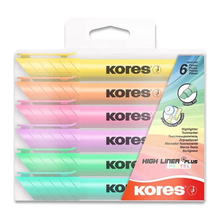 Hlavný obrázok produktu Zvýrazňovač Kores High Liner Pastel sada 6 barev