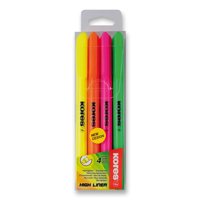 Hlavný obrázok produktu Zvýrazňovač Kores High Liner sada 4 barev