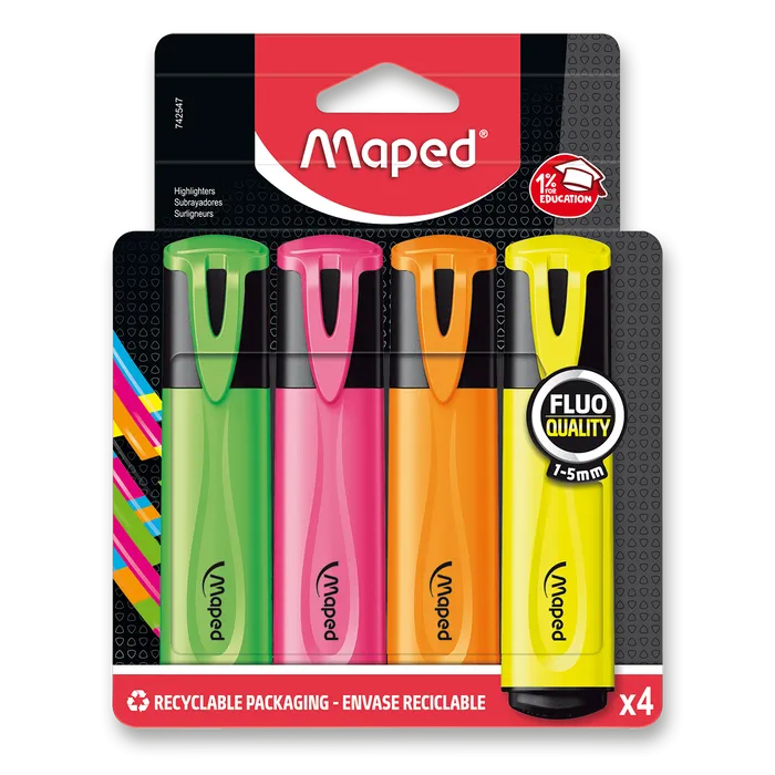 Hlavný obrázok produktu Zvýrazňovač Maped Fluo Peps Classic - sada 4 barev