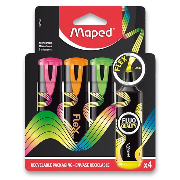 Hlavný obrázok produktu Zvýrazňovač Maped Fluo Peps Flex sada 4 barev