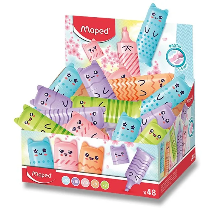 Hlavný obrázok produktu Zvýrazňovač Maped Fluo Peps Mini Pastel stojánek, 48 ks