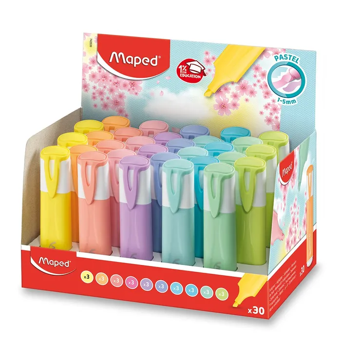 Hlavný obrázok produktu Zvýrazňovač Maped Fluo Peps Pastel stojánek, 30 ks