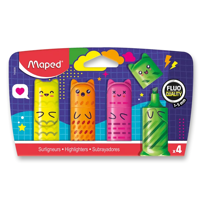 Hlavný obrázok produktu Zvýrazňovač Maped Mini Fluo Kawai - 4 ks