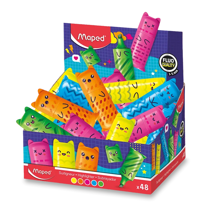 Hlavný obrázok produktu Zvýrazňovač Maped Mini Fluo Kawai - stojánek, 48 ks