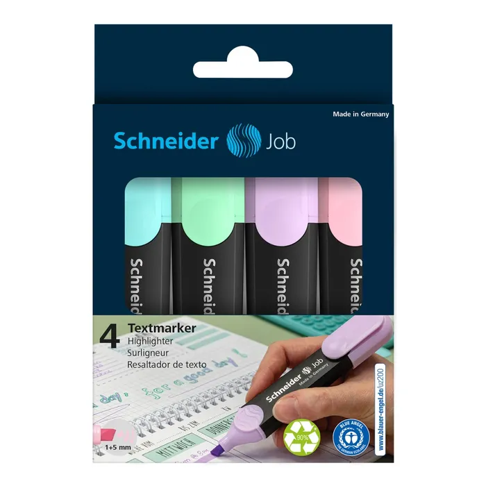 Hlavný obrázok produktu Zvýrazňovač Schneider Job Pastel sada 4 barev