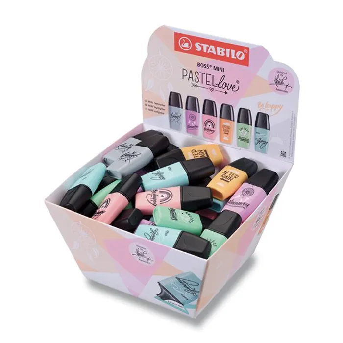 Hlavný obrázok produktu Zvýrazňovač Stabilo Boss Mini Pastellove stojánek, 50 ks