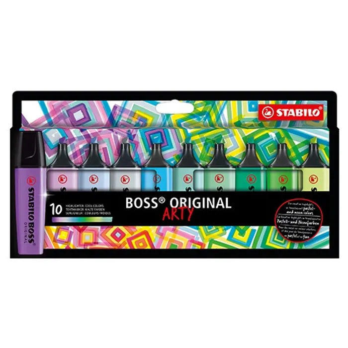 Hlavný obrázok produktu Zvýrazňovač STABILO BOSS ORIGINAL 10 ks, studené barvy "ARTY"