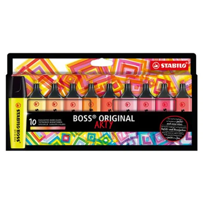 Hlavný obrázok produktu Zvýrazňovač STABILO BOSS ORIGINAL 10 ks, teplé barvy "ARTY"
