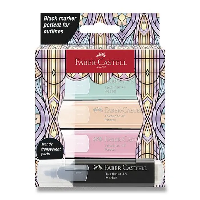 Hlavný obrázok produktu Zvýrazňovače Faber-Castell Glassy Pastel, 4 ks