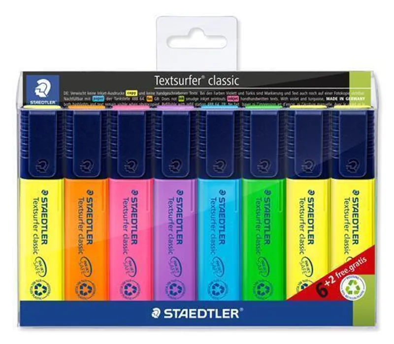 Hlavný obrázok produktu Zvýrazňovače "Textsurfer classic 364", sada, 6+2, 1-5 mm, STAEDTLER