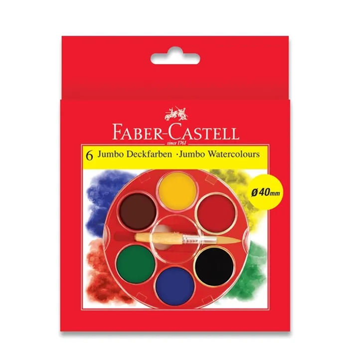 Hlavný obrázok produktu zz-Vodové barvy Jumbo 40mm standardní, 6 barev (#125007) Faber Castell