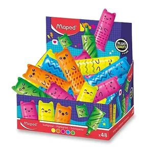 Zvýrazňovač Maped Mini Fluo Kawai - stojan, 48 ks