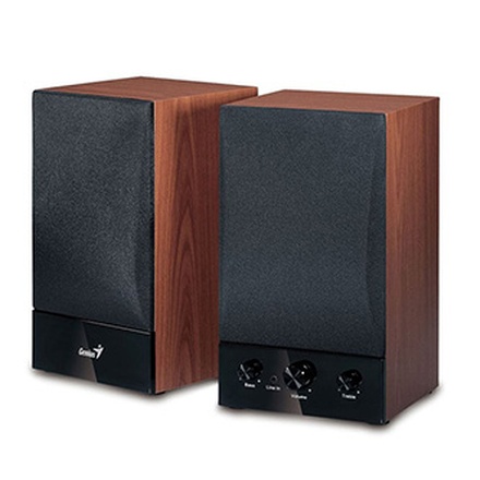 Papírenské zboží - Genius reproduktory SP-HF1250B, 2.0, 40W, hnědé, regulace hlasitosti, dřevěné, 70Hz-20kHz