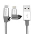 Papírenské zboží - USB kábel (2.0), USB A M - microUSB M + Apple Lightning M, 1m, 2 IN 1 strieborný, Verbatim, box, 48869, nastaviteľná koncovka Ligh