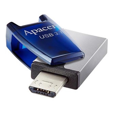 Papírenské zboží - Apacer USB flash disk OTG, USB 3.0 (3.2 Gen 1), 16GB, AH179, stříbrný, AP16GAH179U-1, s k