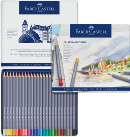 Papírenské zboží - Akvarelová Pastelka Goldfaber Aqua, plechová krabička 24ks  Faber Castell 114624