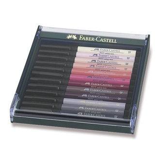 Papírenské zboží - Popisovače Faber-Castell 267424 Pitt Artist Pen Brush 12 ks, tělové barvy