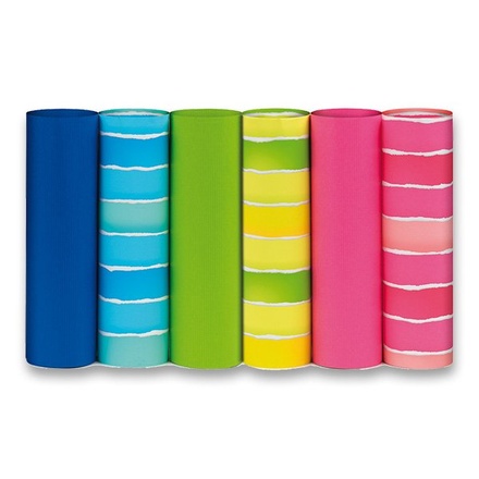Papírenské zboží - Dárkový balicí papír Fluo 2 x 0,7 m, mix motivů a barev