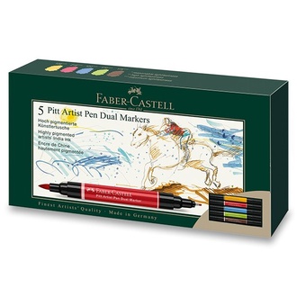 Papírenské zboží - Popisovač Faber-Castell 162005 Pitt Artist Pen Dual Marker sada 5 ks