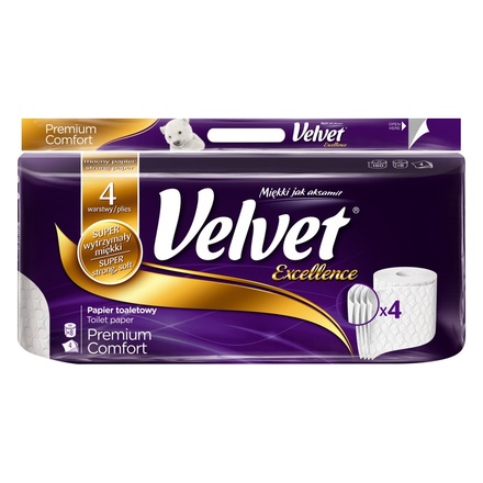 Papírenské zboží - Toaletní papír Velvet White Excellence Premium Comfort luxusní 4 vrstvý 8 kusů