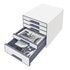 Papírenské zboží - Zásuvkový box Wow, biela/sivá, plastový, 5 zásuviek, LEITZ