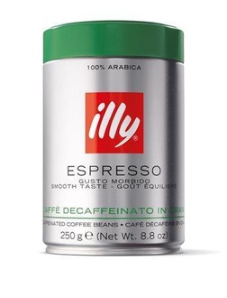 Papírenské zboží - Káva "Decaffeinated", pražená, zrnková, bez kofeínu, 250 g, ILLY