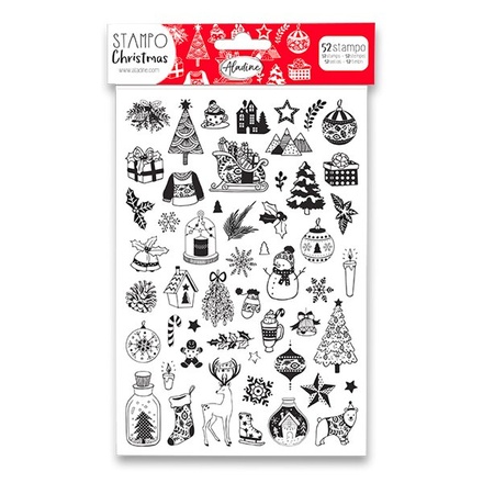 Papírenské zboží - Razítka Stampo Christmas Aladine - Veselé Vánoce 52 ks