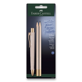 Papírenské zboží - Kuličkové pero Faber-Castell Poly Ball Urban Gold sada, 3 ks, pale rose